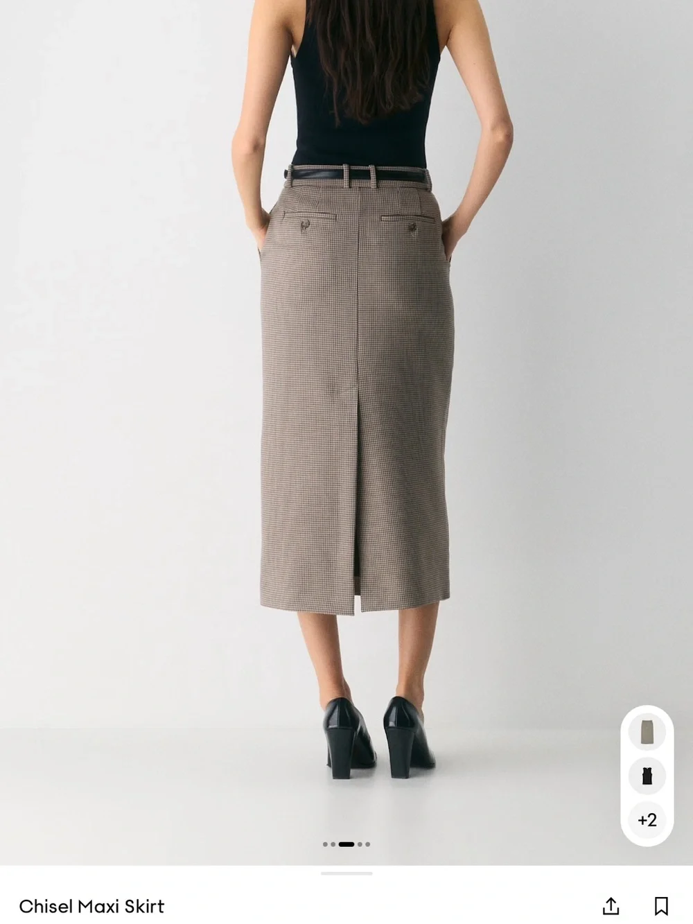 NWT Aritzia Chisel Maxi Skirt by Babaton, Grey Check, Maxi Pencil Skirt, Size 6 - Picture 11 of 16